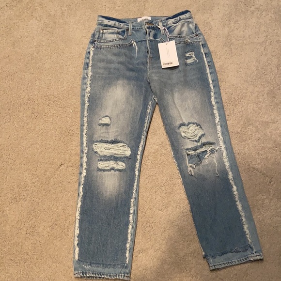 NWT Frame Layered Look Distressed Denim - Picture 8 of 9